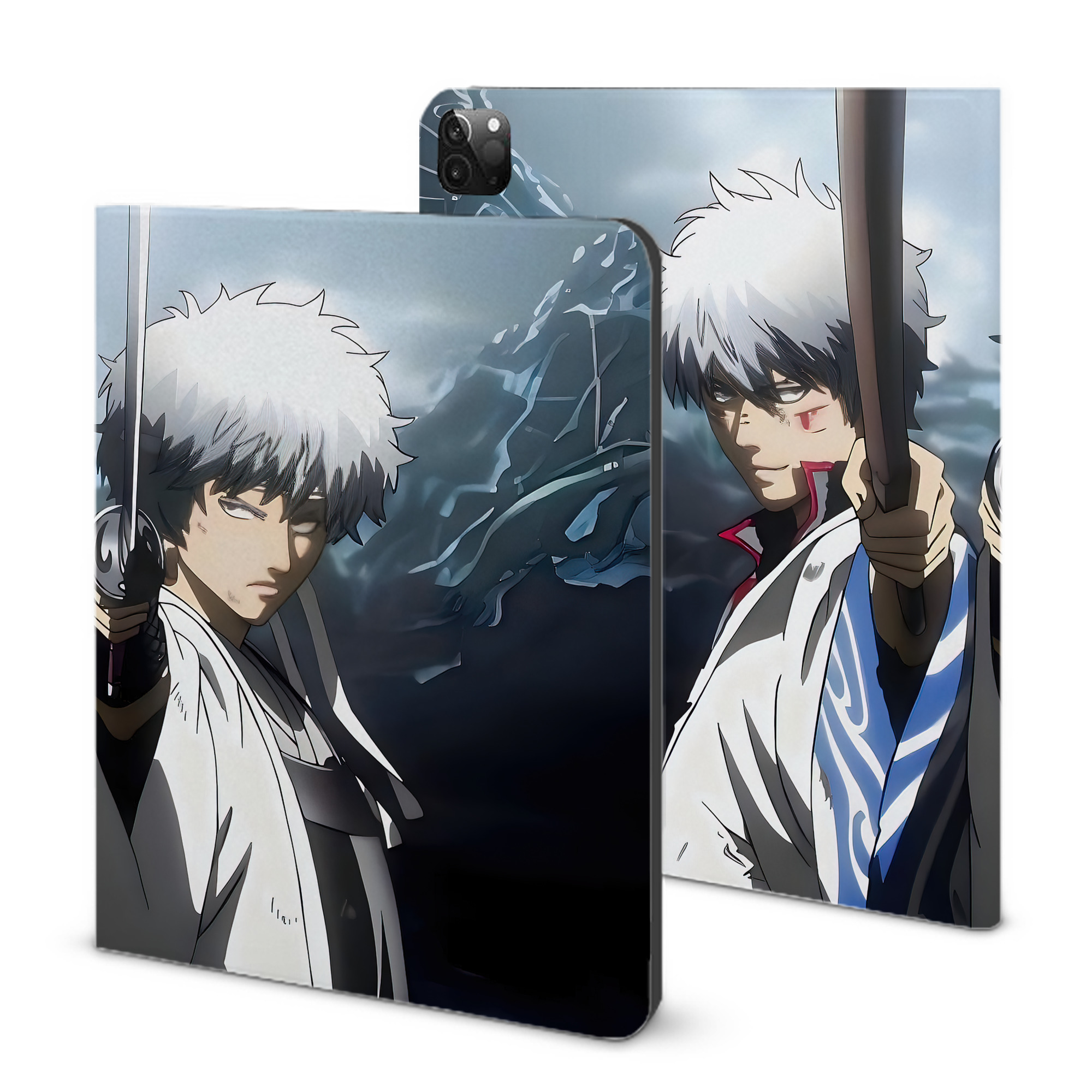 （画像用） ぎんたま 坂田銀時（さかたぎんとき） 神楽 志村新八（しむら しんぱち） GINTAMA Sakata Gintoki Kagura Shimura Shinpachi IPadケース ペンホルダー付き ブックスタイルデザイン